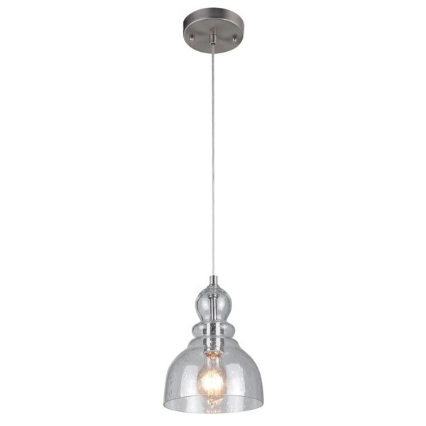 Westinghouse One-Light Indoor Mini Pendant Brushed Nkl, Clear Seeded Glass 6100700 - main
